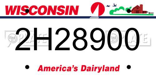 2H28900 Wisconsin License Plate