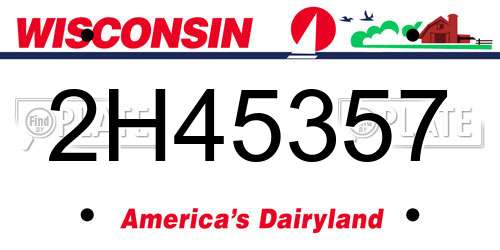 2H45357 Wisconsin License Plate