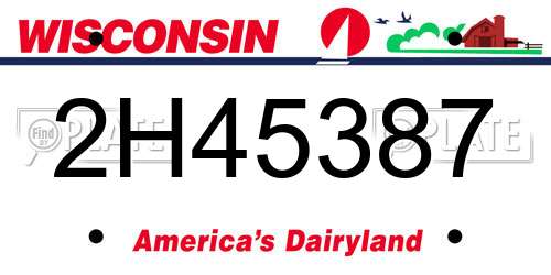 2H45387 Wisconsin License Plate