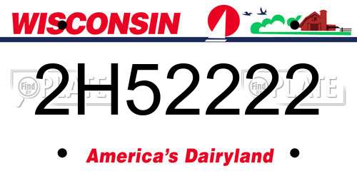 2H52222 Wisconsin License Plate
