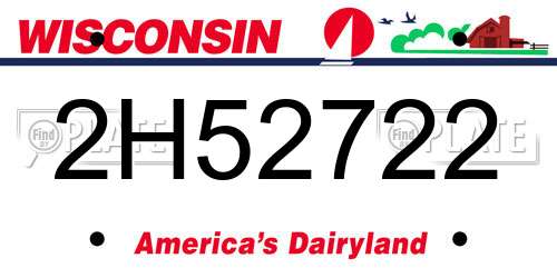 2H52722 Wisconsin License Plate