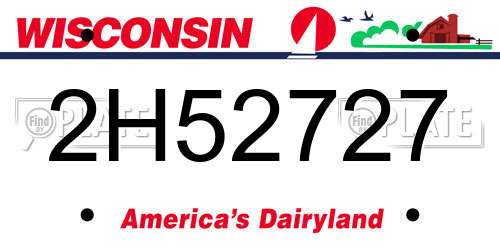 2H52727 Wisconsin License Plate