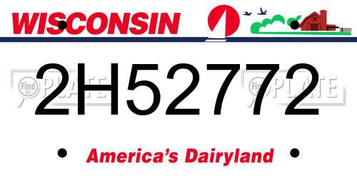 2H52772 Wisconsin License Plate