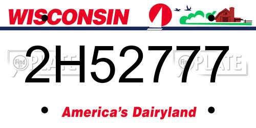 2H52777 Wisconsin License Plate