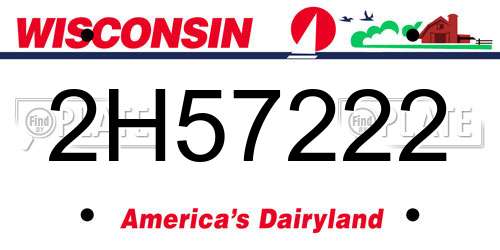 2H57222 Wisconsin License Plate