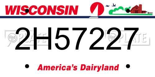 2H57227 Wisconsin License Plate