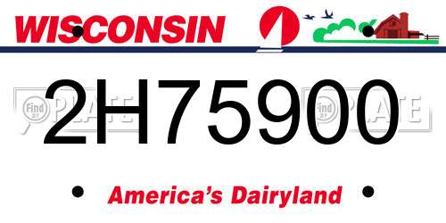2H75900 Wisconsin License Plate