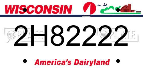 2H82222 Wisconsin License Plate