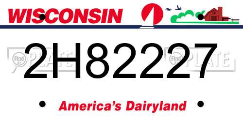 2H82227 Wisconsin License Plate