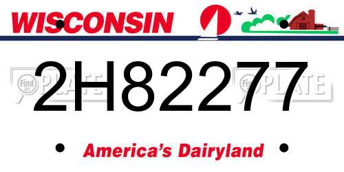 2H82277 Wisconsin License Plate