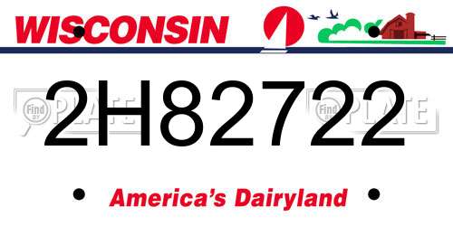 2H82722 Wisconsin License Plate