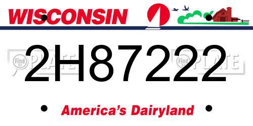 2H87222 Wisconsin License Plate