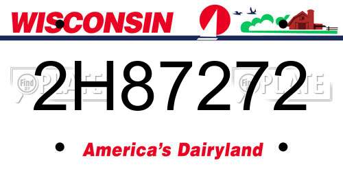 2H87272 Wisconsin License Plate