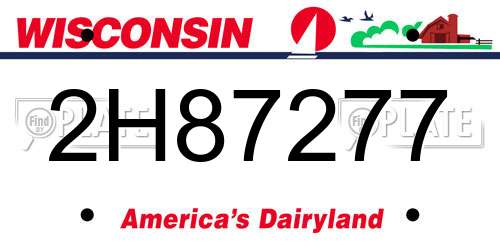 2H87277 Wisconsin License Plate