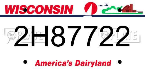 2H87722 Wisconsin License Plate