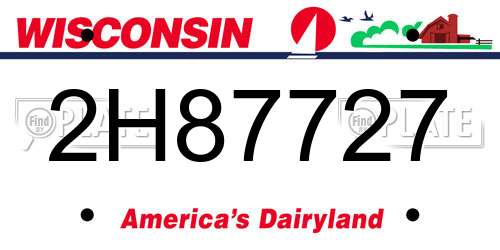 2H87727 Wisconsin License Plate