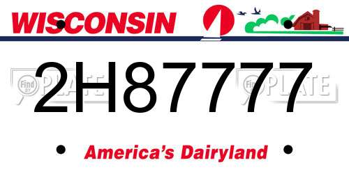 2H87777 Wisconsin License Plate