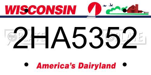 2HA5352 Wisconsin License Plate