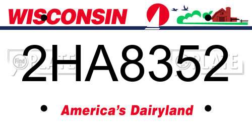 2HA8352 Wisconsin License Plate