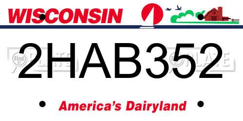 2HAB352 Wisconsin License Plate