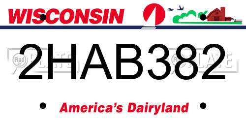 2HAB382 Wisconsin License Plate