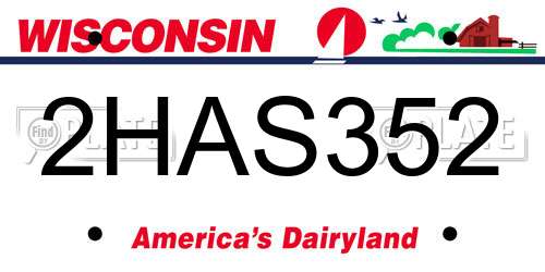 2HAS352 Wisconsin License Plate