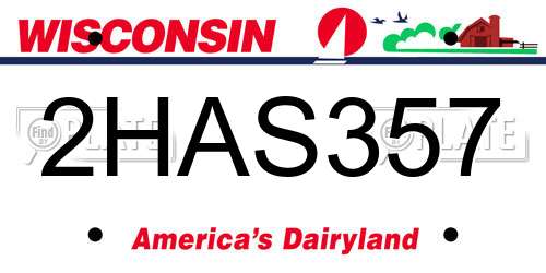 2HAS357 Wisconsin License Plate