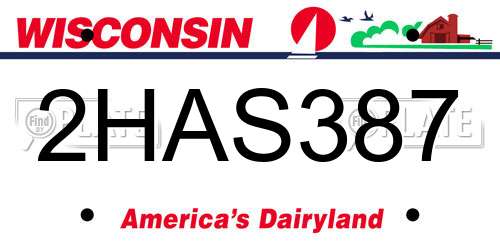 2HAS387 Wisconsin License Plate