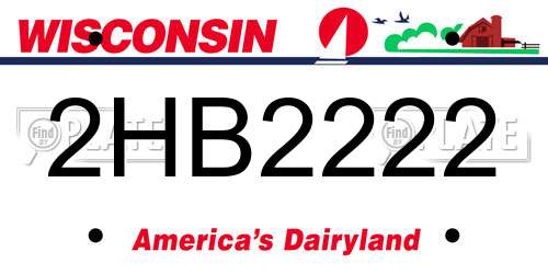 2HB2222 Wisconsin License Plate