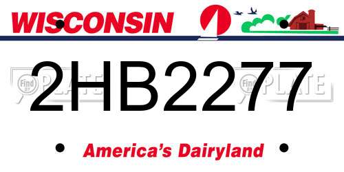 2HB2277 Wisconsin License Plate