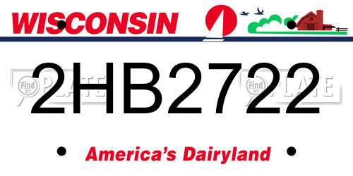 2HB2722 Wisconsin License Plate