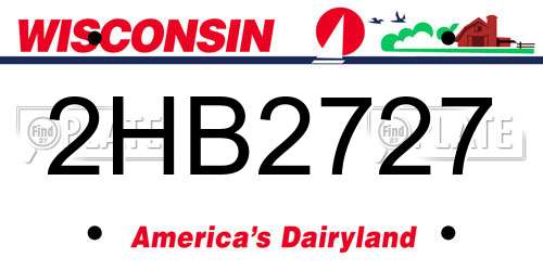 2HB2727 Wisconsin License Plate