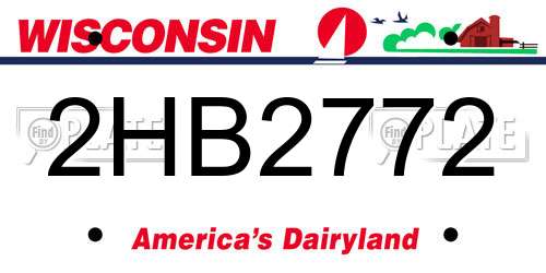 2HB2772 Wisconsin License Plate
