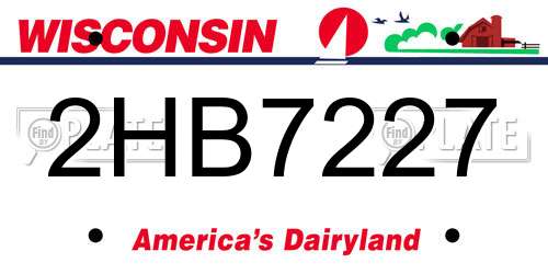 2HB7227 Wisconsin License Plate