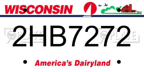 2HB7272 Wisconsin License Plate