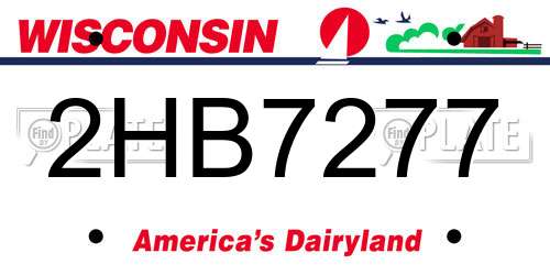 2HB7277 Wisconsin License Plate