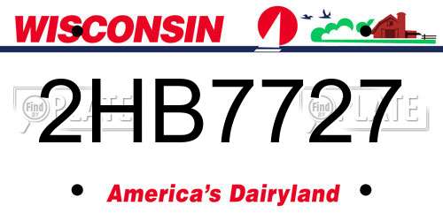 2HB7727 Wisconsin License Plate
