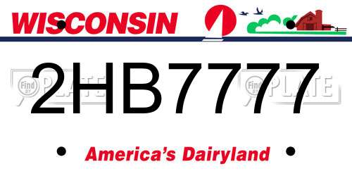 2HB7777 Wisconsin License Plate