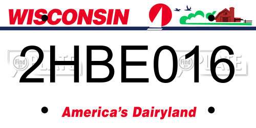 2HBE016 Wisconsin License Plate