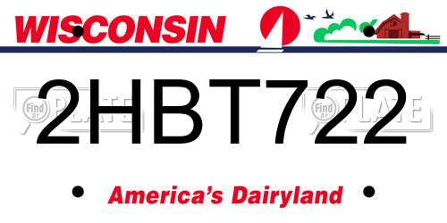 2HBT722 Wisconsin License Plate