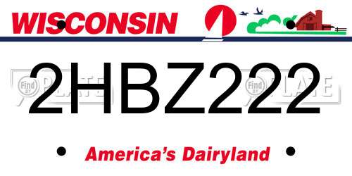 2HBZ222 Wisconsin License Plate