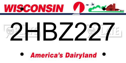 2HBZ227 Wisconsin License Plate