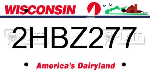 2HBZ277 Wisconsin License Plate