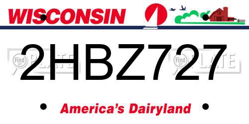 2HBZ727 Wisconsin License Plate