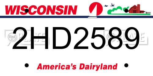 2HD2589 Wisconsin License Plate