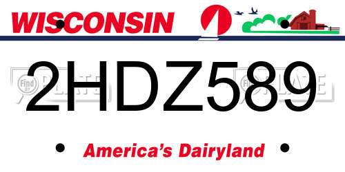 2HDZ589 Wisconsin License Plate