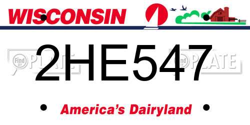 2HE547 Wisconsin License Plate