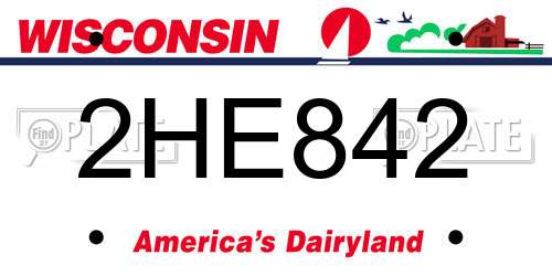 2HE842 Wisconsin License Plate