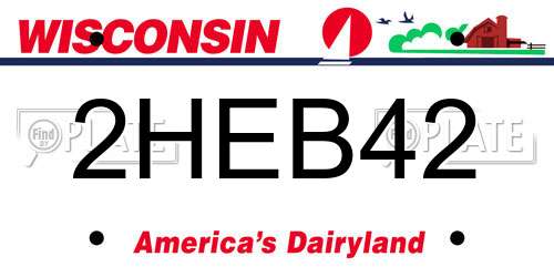 2HEB42 Wisconsin License Plate