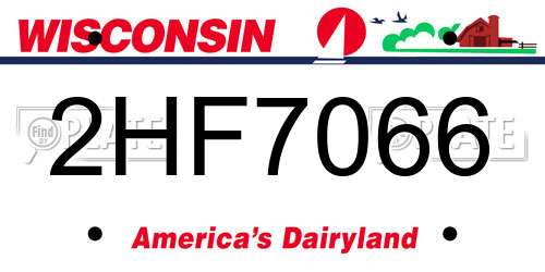 2HF7066 Wisconsin License Plate